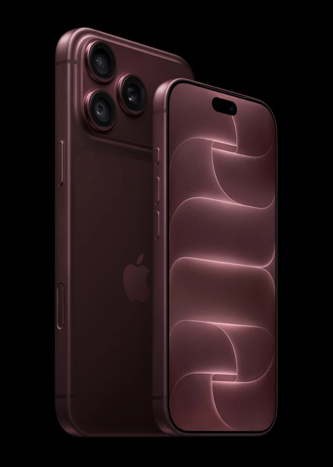 Front-facing iPhone 18 Pro and rear-facing iPhone 18 Pro Max in burgundy
